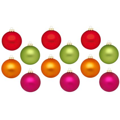 Inge Christmas Kerstballen - 12x - gekleurd - 8 cm - glas