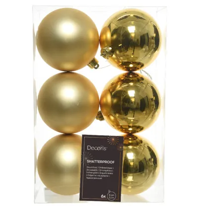 Decoris Kerstballen - 6 ST - goud - kunststof mat/glans - 8 cm 3
