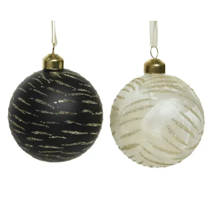 Decoris Kerstballen - 3 stuks - brass zwart met goud - 8 cm 2