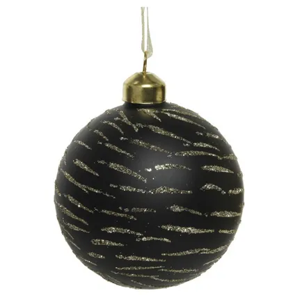 Decoris Kerstballen - 3 stuks - brass zwart met goud - 8 cm 4