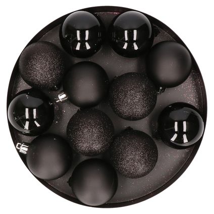 Cosy & Trendy Kerstballen - 12x - zwart - zwart en glans - 6 cm