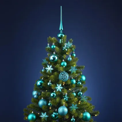 Kerstballen - 110x stuks - met piek - turquoise - kunststof - 3-6 cm 2