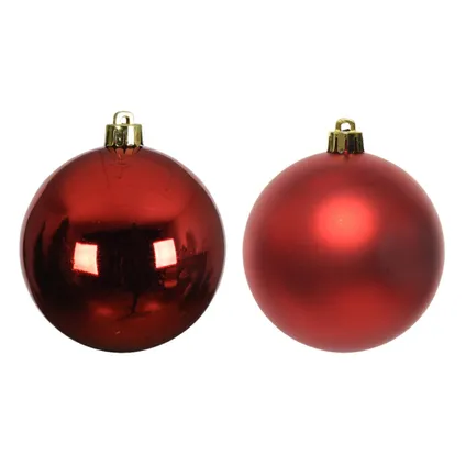 Decoris Kerstballen - mix kerst rood - 6 stuks - 8 cm 2