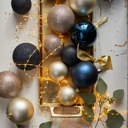 Decoris Kerstballen - 26 stuks - donkerblauw - kunststof 2