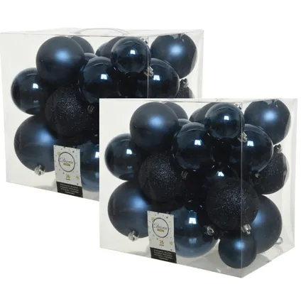 Decoris Kerstballen - 26 stuks - donkerblauw - kunststof 3