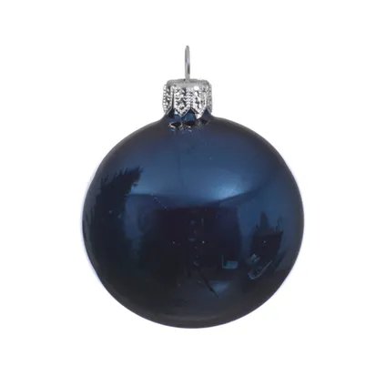 Decoris Kerstballen - 6 ST - donkerblauw - glas - 6 cm 3