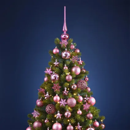Kerstballen - 110x stuks - met piek - roze - kunststof - 3-6 cm 2