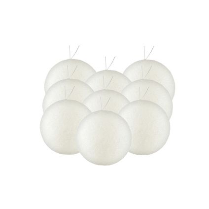 Gerimport Kerstballen - 8 stuks - wit - kunststof - glitters - D7 cm