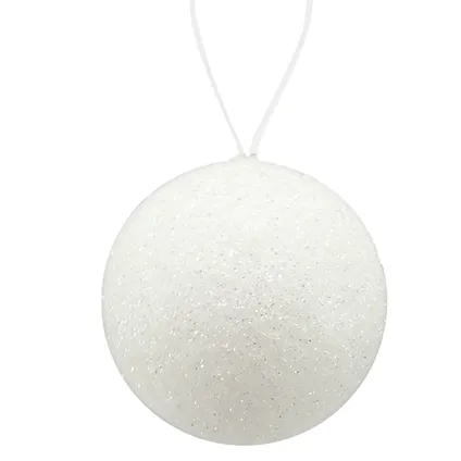 Gerimport Kerstballen - 8 stuks - wit - kunststof - glitters - D7 cm 2