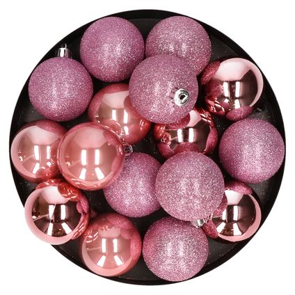 Cosy & Trendy Kerstballen - 12 stuks - roze - 6 cm