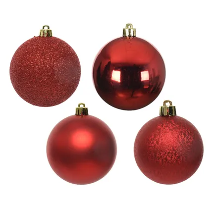 Decoris Kerstballen - 30 ST - rood - 6 cm - mix 3