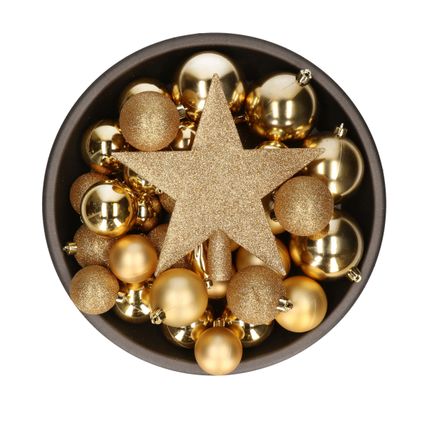 Bellatio Decorations Kerstballen - 33 ST - goudkleurig - 5-6-8 cm
