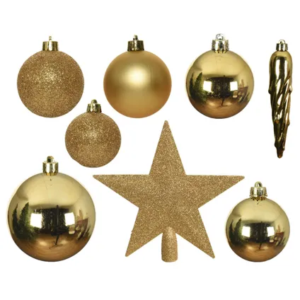 Bellatio Decorations Kerstballen - 33 ST - goudkleurig - 5-6-8 cm 2
