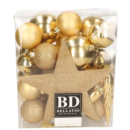 Bellatio Decorations Kerstballen - 33 ST - goudkleurig - 5-6-8 cm 4