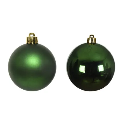 Decoris Kerstballen - 4 ST - donkergroen - kunststof - 10 cm 2
