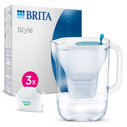 BRITA Carafe à eau Style Cool 2,4L - Bleu + 3 cartouches MAXTRA PRO ALL-IN-1