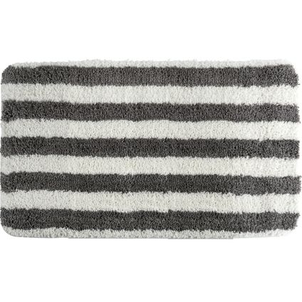 MSV Badkamerkleed/badmat voor op de vloer - grijs/wit - 50 x 80 cm