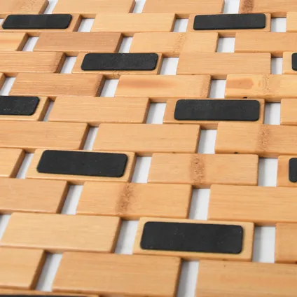MSV Badkamerkleedje/badmat voor op de vloer - bamboe hout - 50 x 80 cm 3