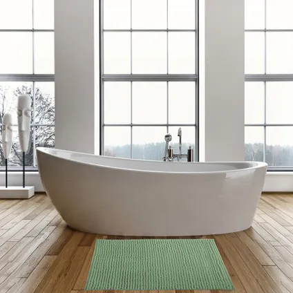 MSV Badkamerkleed/badmat tapijtje - groen - 50 x 80 cm 2