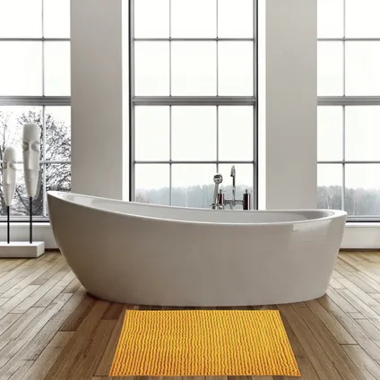MSV Badkamerkleed/badmat voor op de vloer - saffraan geel - 60 x 90 cm 3