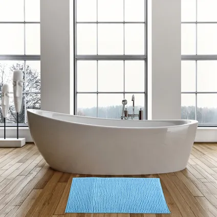 MSV Badkamerkleed/badmat tapijtje - lichtblauw - 50 x 80 cm 2