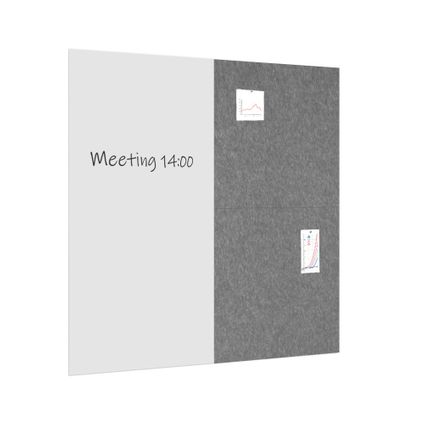 Whiteboard / prikbord pakket 200x200 cm - 1 whiteboard + 2 akoestische panelen - Grijs