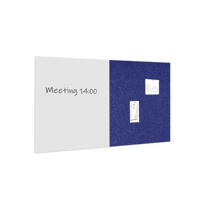 Whiteboard / prikbord pakket 100x200 cm - 1 whiteboard + 1 akoestisch paneel - Donkerblauw