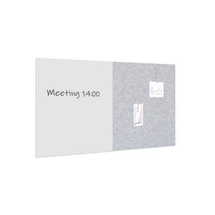 Whiteboard / prikbord pakket 100x200 cm - 1 whiteboard + 1 akoestisch paneel - Lichtgrijs