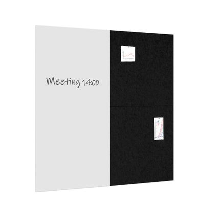 Whiteboard / prikbord pakket 200x200 cm - 1 whiteboard + 2 akoestische panelen - Zwart