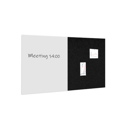 Tableau blanc / d'affichage 100x200 cm - 1 tableau + 1 panneau acoustique - Noir