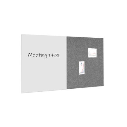 Tableau blanc / d'affichage 100x200 cm - 1 tableau + 1 panneau acoustique - Gris
