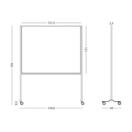 Verrijdbaar whiteboard werkbord / scheidingswand - Emaille - 120x150 cm 7