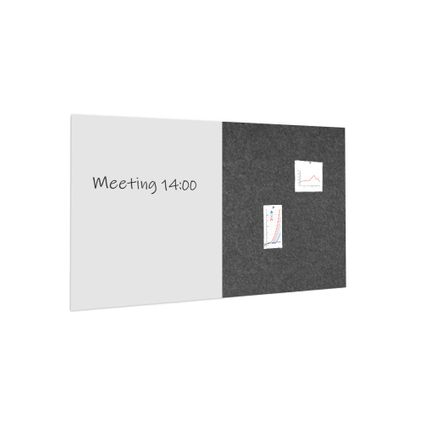 Whiteboard / prikbord pakket 100x200 cm - 1 whiteboard + 1 akoestisch paneel - Antraciet
