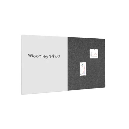 Tableau blanc / d'affichage 100x200 cm - 1 tableau + 1 panneau acoustique - Anthracite