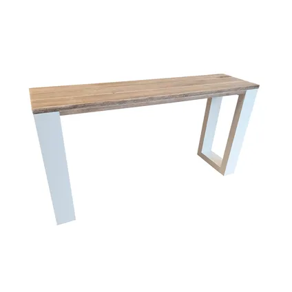 Wood4you - Side table enkel steigerhout 180 cm - Bijzettafel - Wit - Eettafels 3