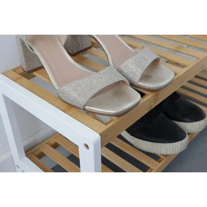 Meuble à chaussures Bamboo (2 niveaux) - Meuble à chaussures 70x33x26 cm 4