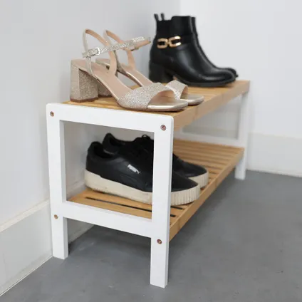 Meuble à chaussures Bamboo (2 niveaux) - Meuble à chaussures 70x33x26 cm 6