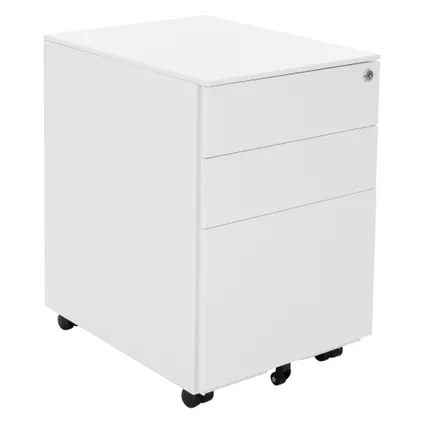 Caisson à roulettes ML-Design meuble rangement blanc avec 3 tiroirs de bureau 39x50x56 cm