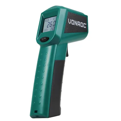 Thermomètre laser digital infrarouge – plage de mesure -40°C jusqu’à 530°C – 2 batteries incluses