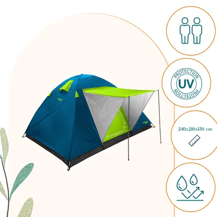 HIXA Aktive Tent 2 Person Dome Festival Blue Green 240x210x130cm 5