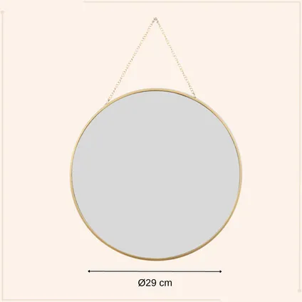 MISOU Spiegel Rond met Ophangketting Wandspiegel Goud Diameter 29 4