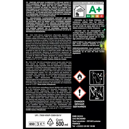Fluorescerende verf Aerosol - Richard 500 ml - Fluo Geel 4