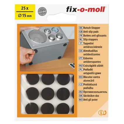 Fix-O-Moll zelfklevende antislippads zwart 15mm 25 st 2
