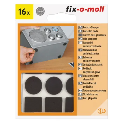 Fix-O-Moll zelfklevende antislippads zwart 20x20/20mm 16st 25 st 2
