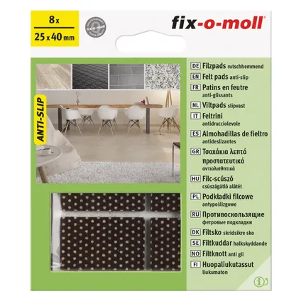 Fix-O-Moll anti-slip meubelviltglijders zelfklevend bruin 25x40mm 8 st 2