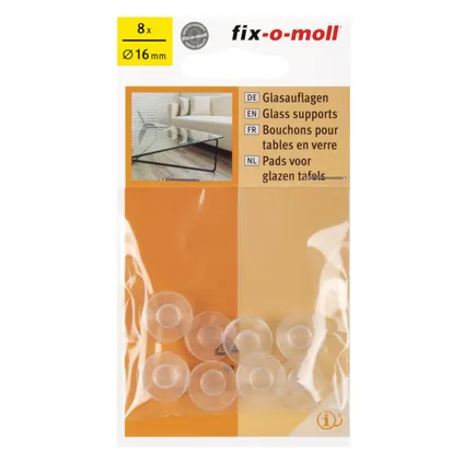 Fix-O-Moll glasplaatdragers transparant 16 mm 8 st 2