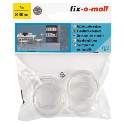 Fix-O-Moll meubelglijders transparant 30 mm 4 st 2