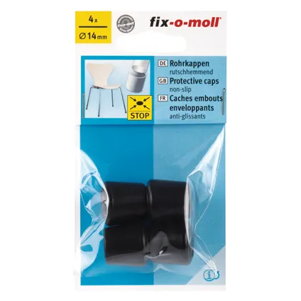 Fix-O-Moll anti-slip pootdoppen zwart 14mm 4 st 2