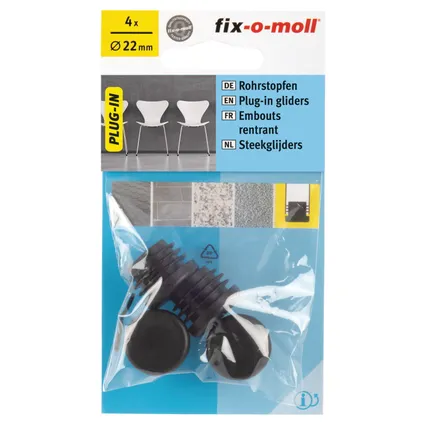 Fix-O-Moll insteek meubeldoppen zwart 22mm 4st 2