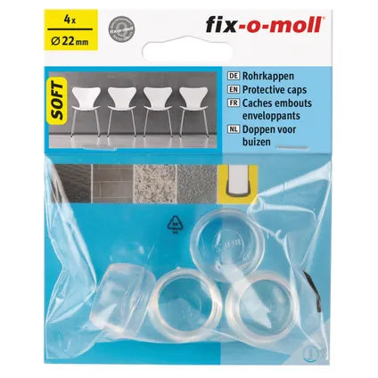 Fix-O-Moll tafelpootdoppen flexibel transparant 22mm 4st 2